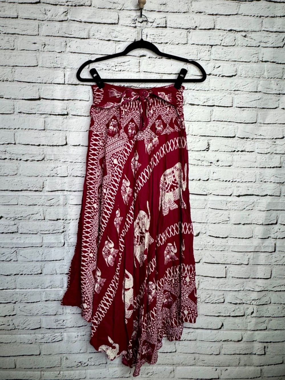 Bangkok Pants Elephant Print Boho Maxi Skirt